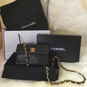 Chanel Nano Mini Flap Lambskin Black Leather